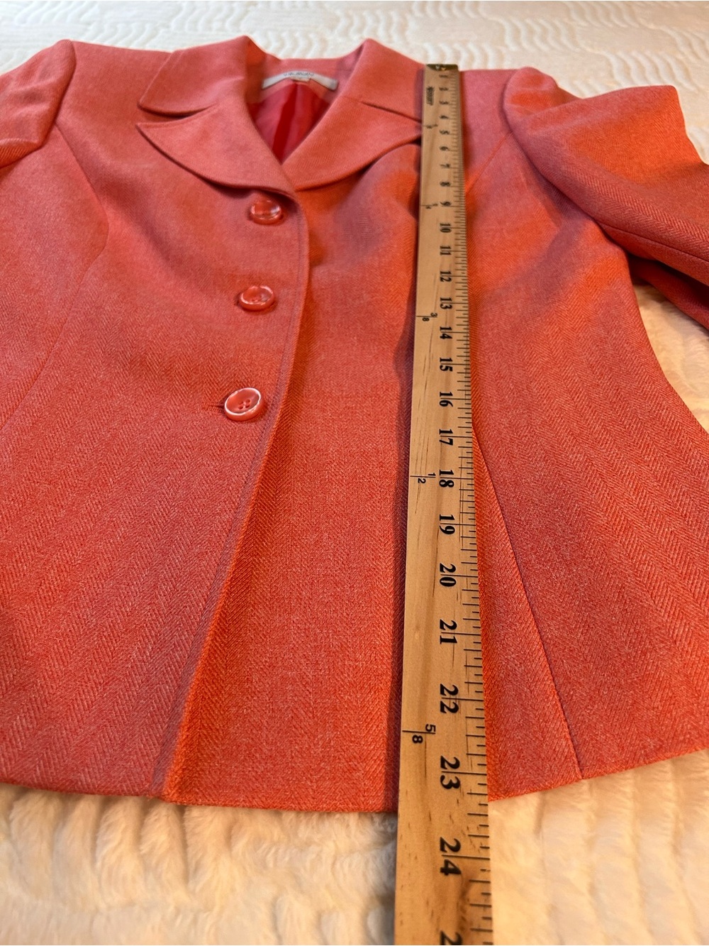Le Suit Coral Pencil Skirt Herringbone Soft Jacquard Blazer Lined Notch Collar - Picture 12 of 16